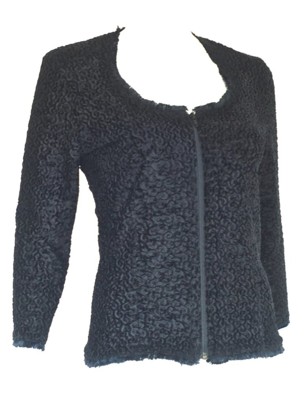 Elena Just For You Textured Velour Zip Front Light Jacket